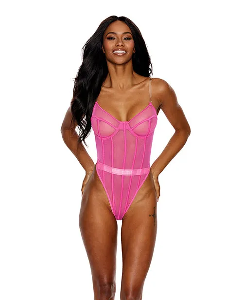 Mesh Underwire Teddy Hot Pink Shirley Of Hollywood Vibrators