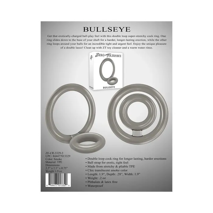 Zero Tolerance Bullseye Dual Ring Cockring Smoke Zero Tolerance Male Sex Toys