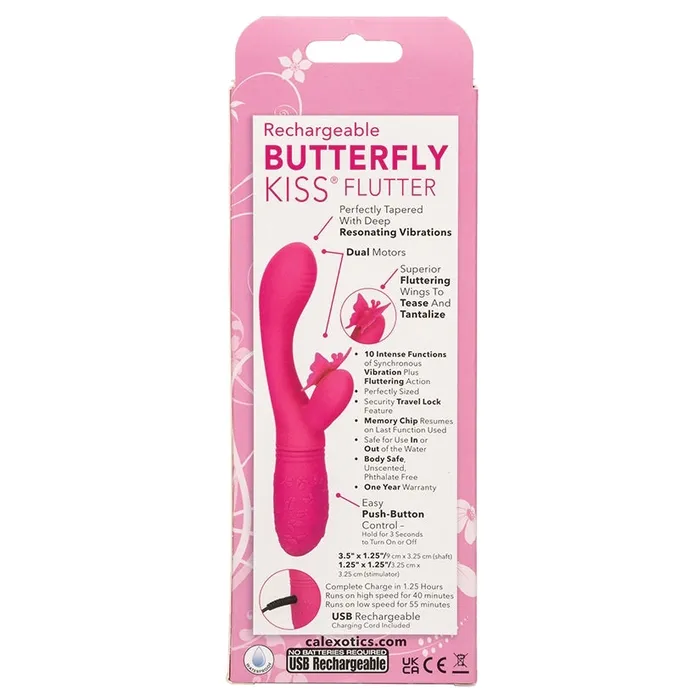 CAL EXOTICS Rechargeable Butterfly Kiss FlutterPink Vibrators
