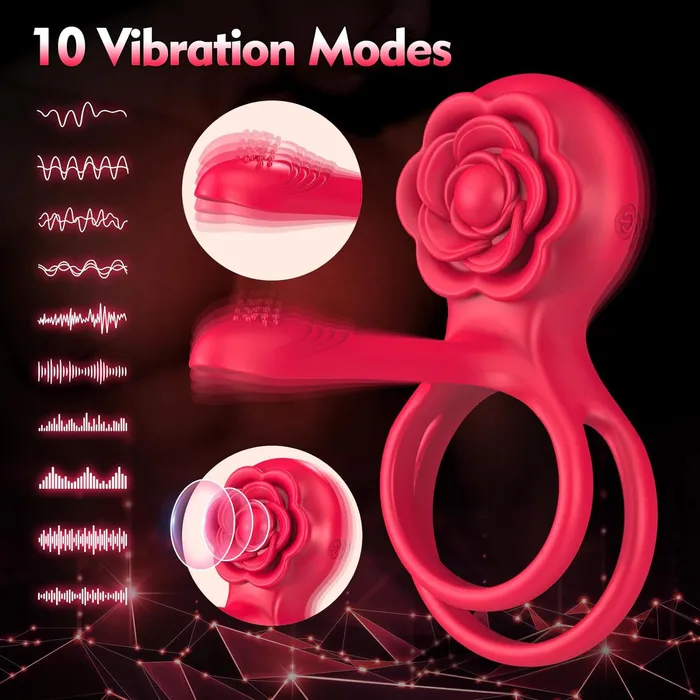 Adorime Female Sex Toys Adorime Vibrating Penis Ring with 10 Vibration Modes and 6 Extra Rings Gspot Clitoral Stimulator