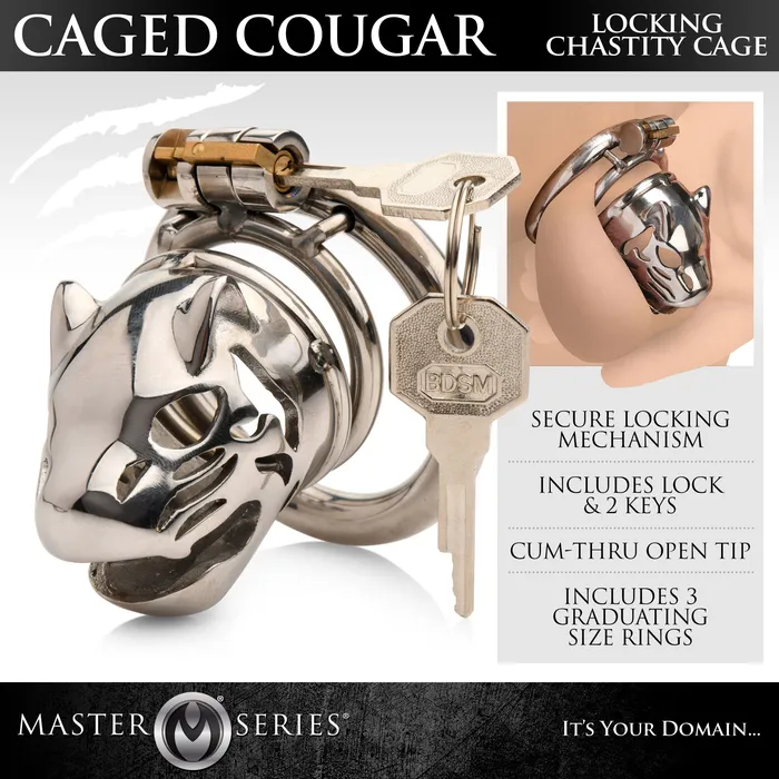 Master Series Caged Cougar Locking Chastity Cage Male Sex Toys