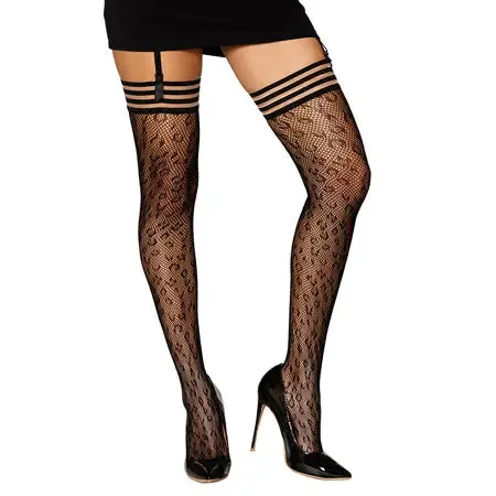 Dreamgirl International Anal Dreamgirl Animal Print Fishnet ThighHigh Stockings Black OS Dreamgirl International Anal Dreamgirl Animal Print Fishnet ThighHigh Stockings Black OS